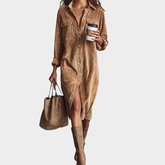 Maria | Vestido de pana marrón